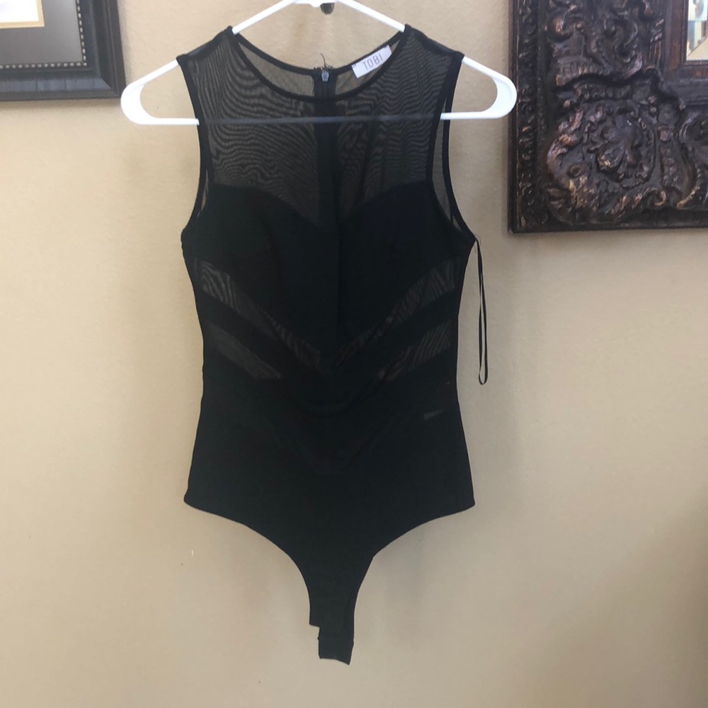 Halter black mesh bodysuit